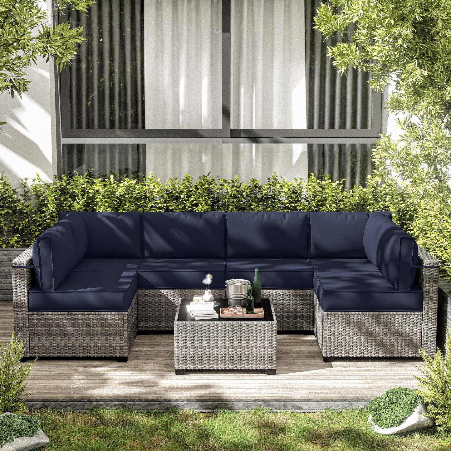 Outdoor Cushion Cover Replacement for 6-Seat Sofa