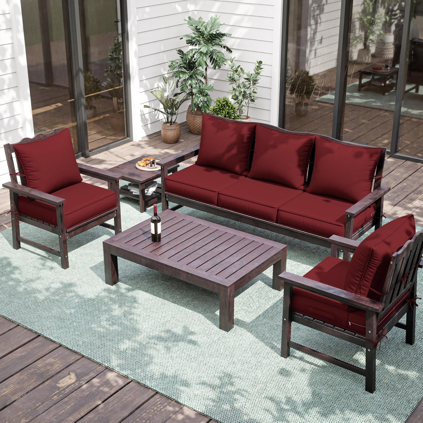 Outdoor Seat Cushion Pillow Set