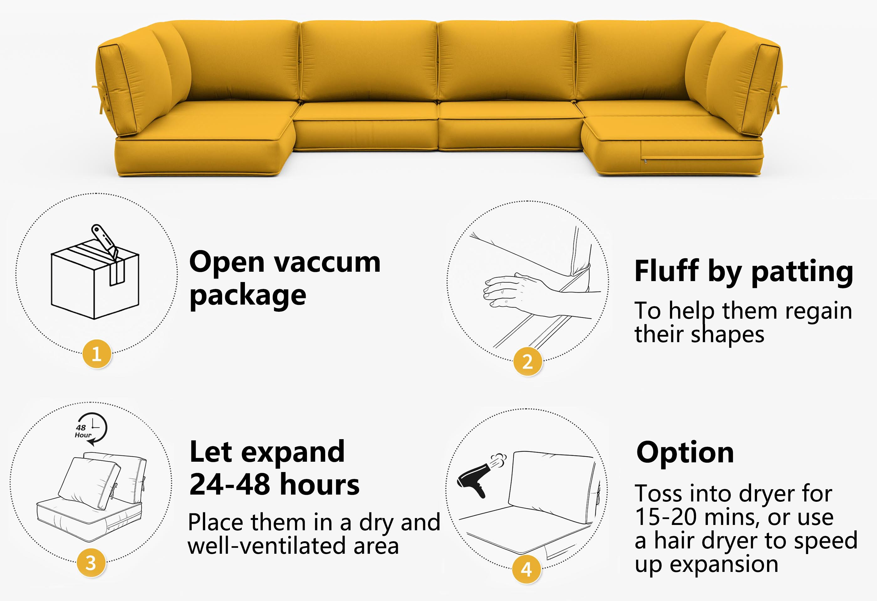 fluffy instruction for outdoor sofa replacement cushion set