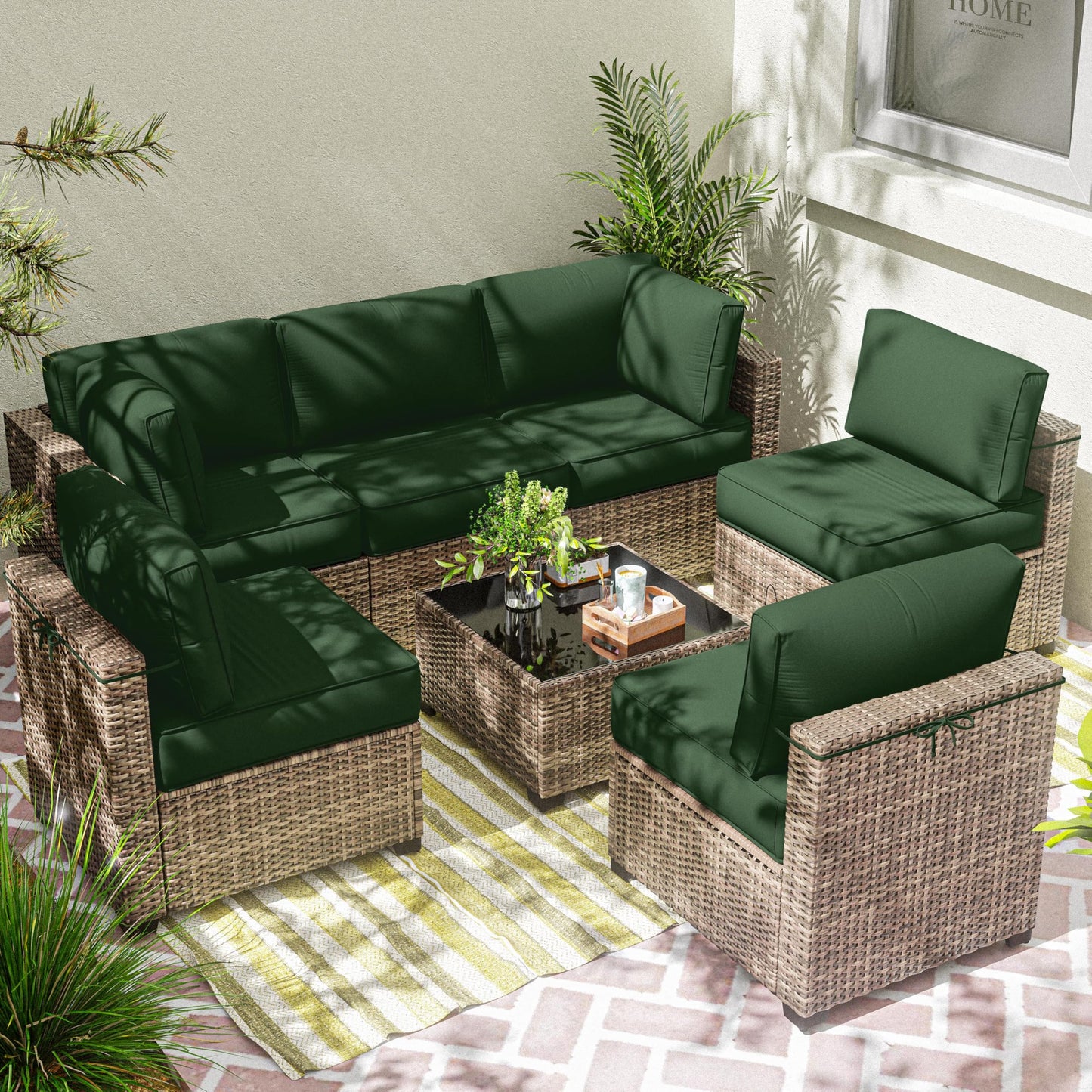 Outdoor Cushion Cover Replacement for 6-Seat Sofa