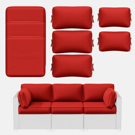 Patio Sofa Cushion Set (3-Seater, 8 Pieces)