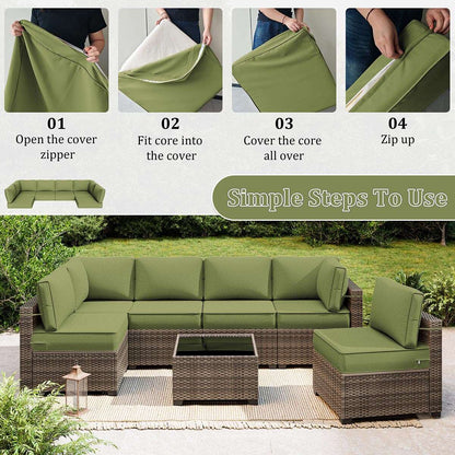 14PCS Outdoor Sectional Cushion Cover Replacement Snubbull