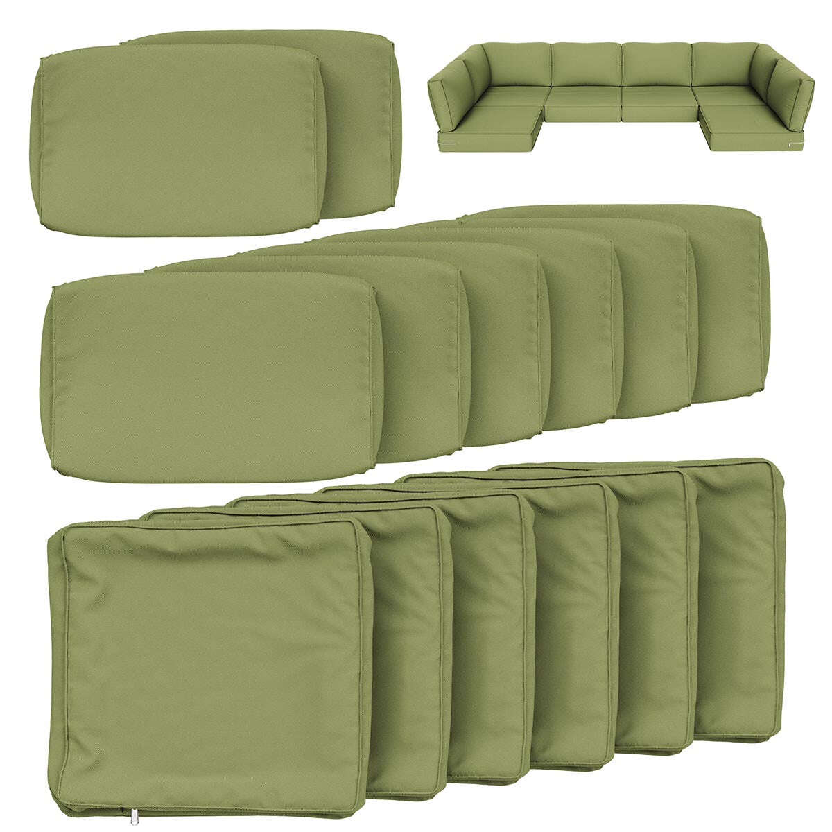 14PCS Outdoor Sectional Cushion Cover Replacement Snubbull