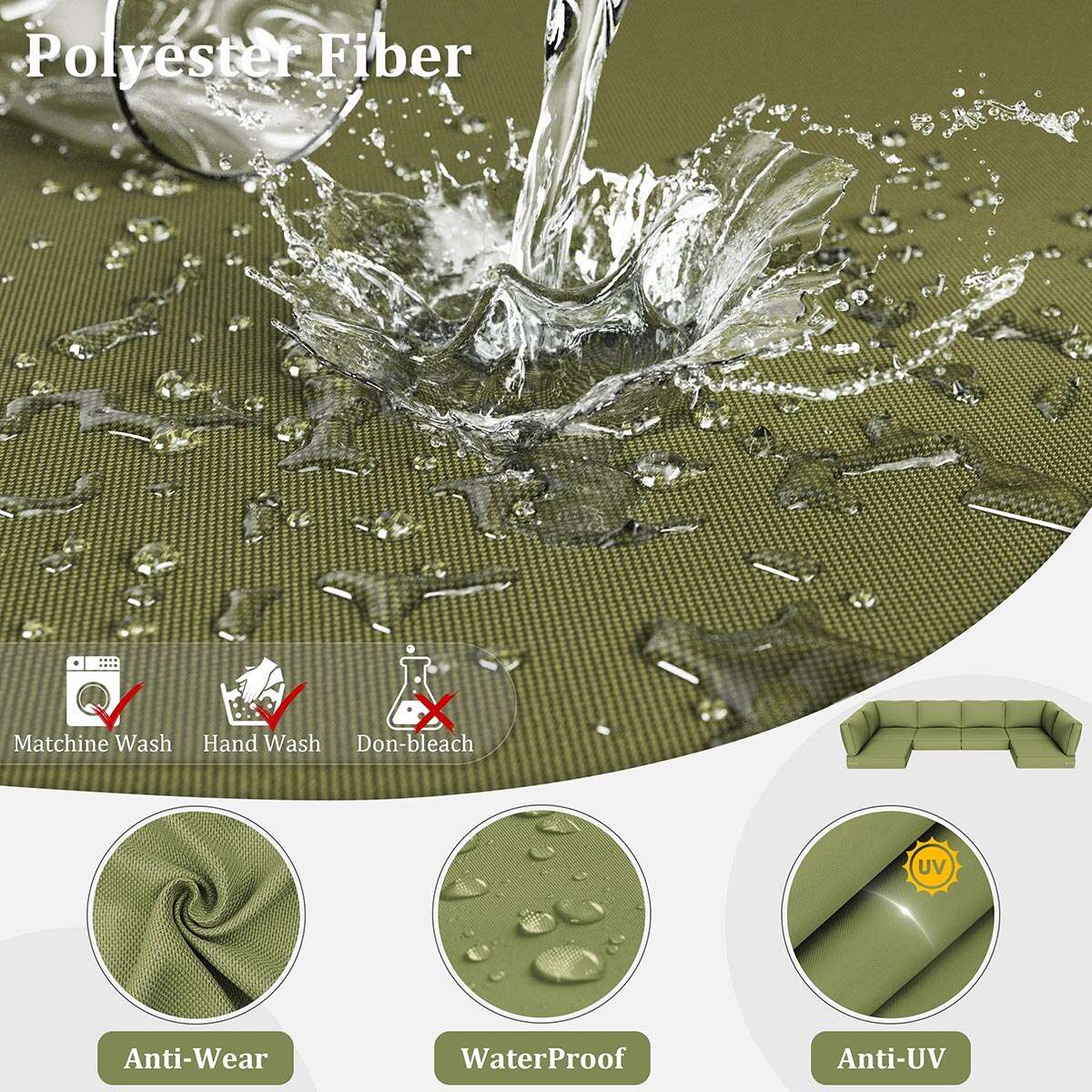 14PCS Outdoor Sectional Cushion Cover Replacement Snubbull