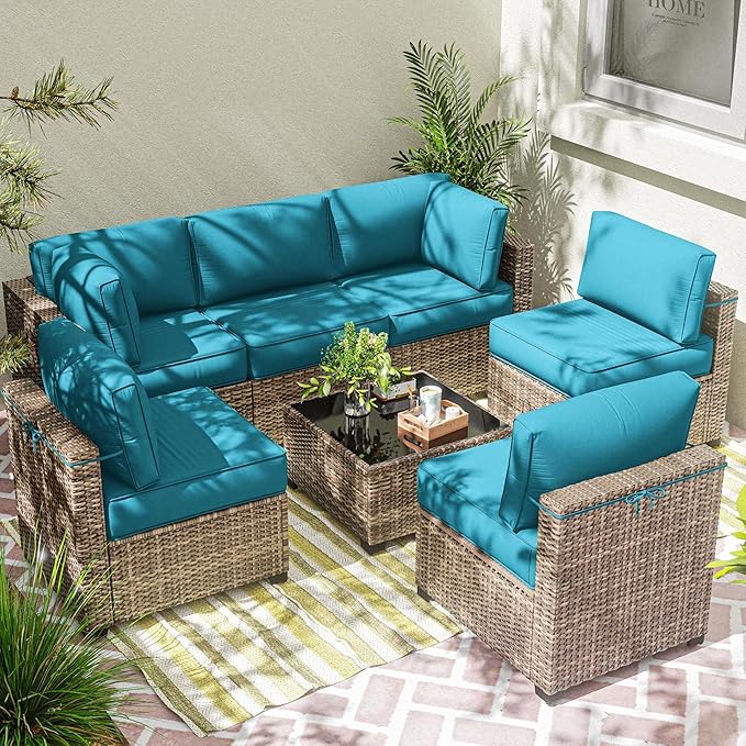 Outdoor Cushion Cover Replacement for 6-Seat Sofa