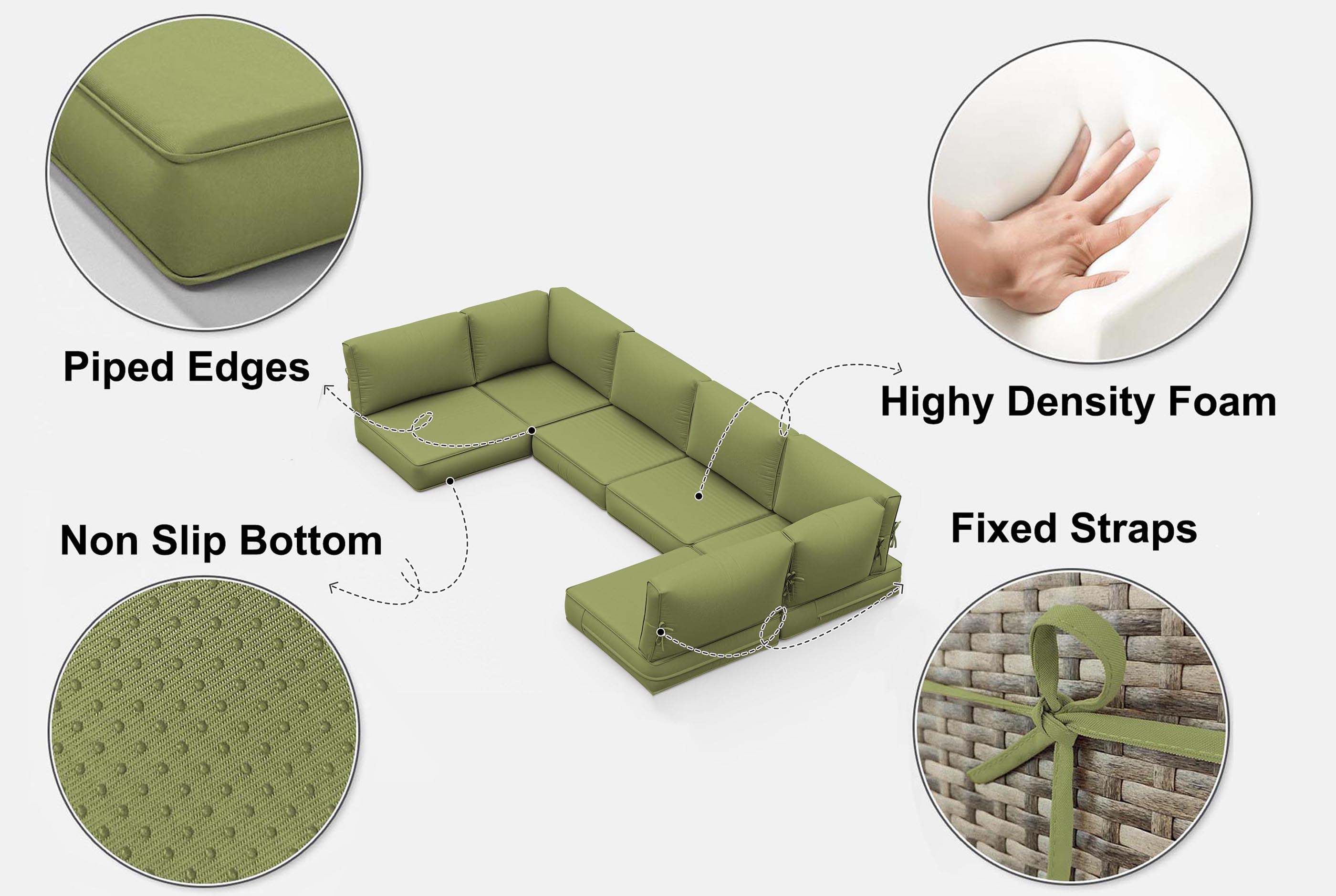 Highlights of 14pcs patio sofa cushions