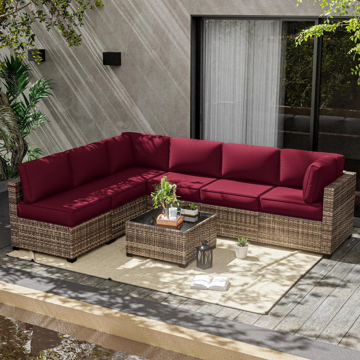 5" Patio Sofa Cushion Set (6-Seater, 14 Pieces)