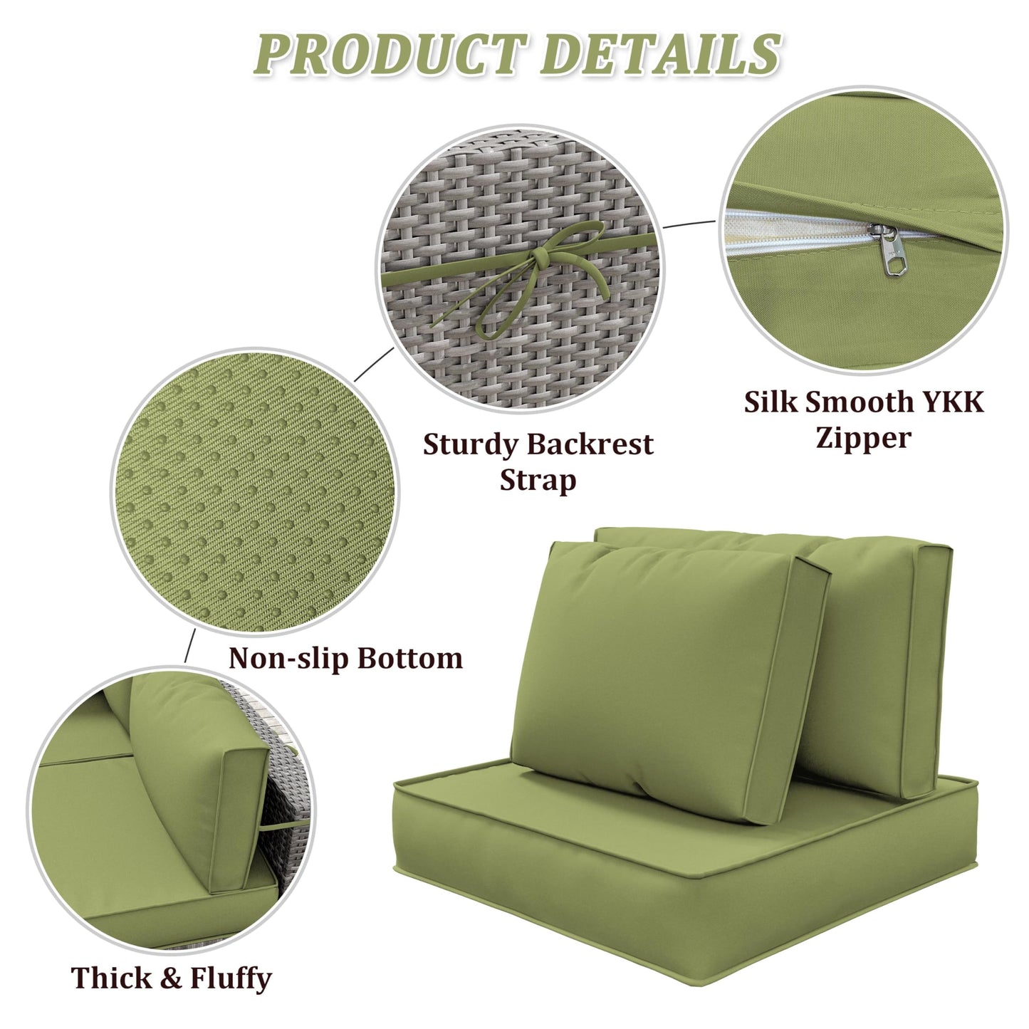 5" Patio Sofa Cushion Set (6-Seater, 14 Pieces)