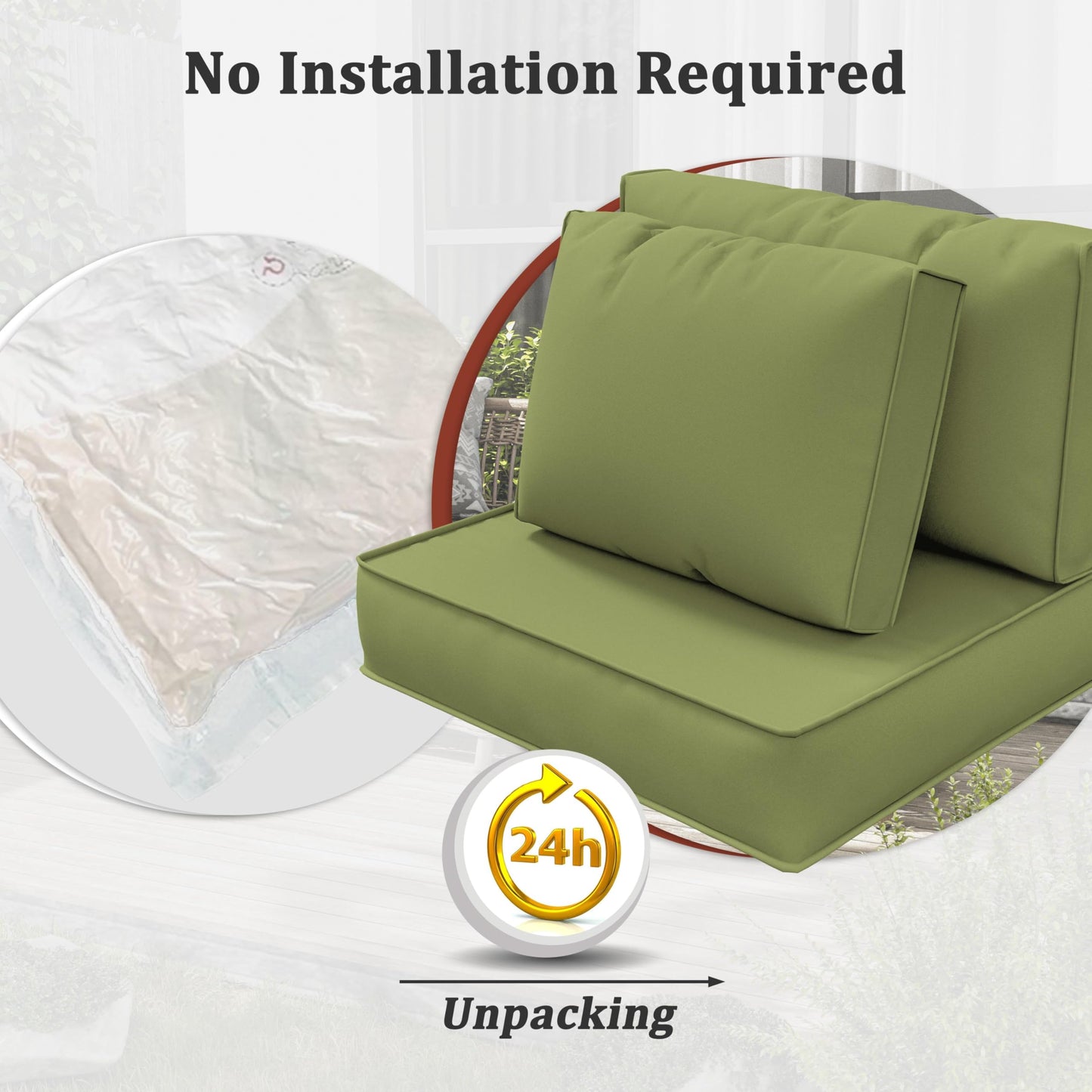 5" Patio Sofa Cushion Set (6-Seater, 14 Pieces)