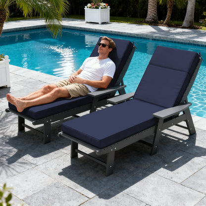 2PCS Outdoor Chaise Lounge Cushions