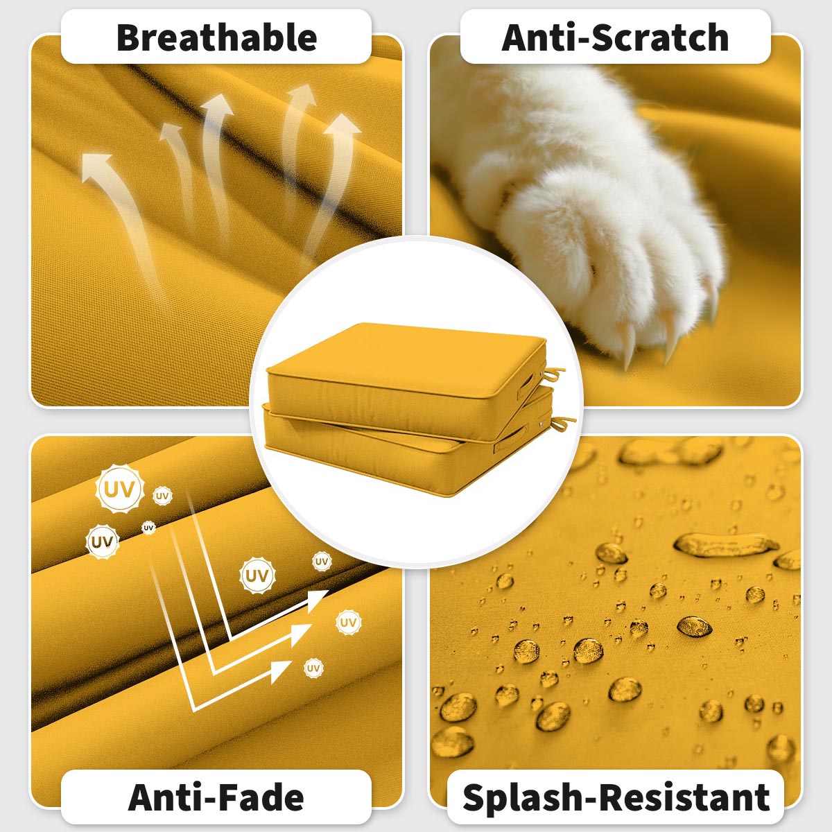 2PCS Outdoor Patio Seat Pads