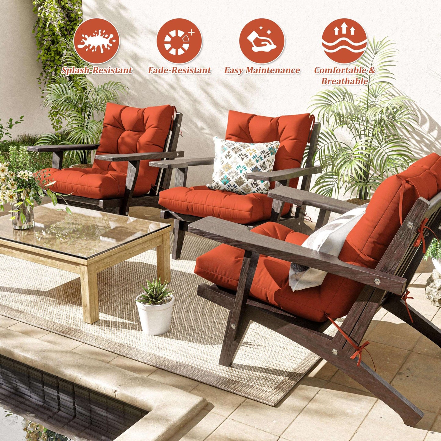 2PCS High Back Replacement Cushions Snubbull