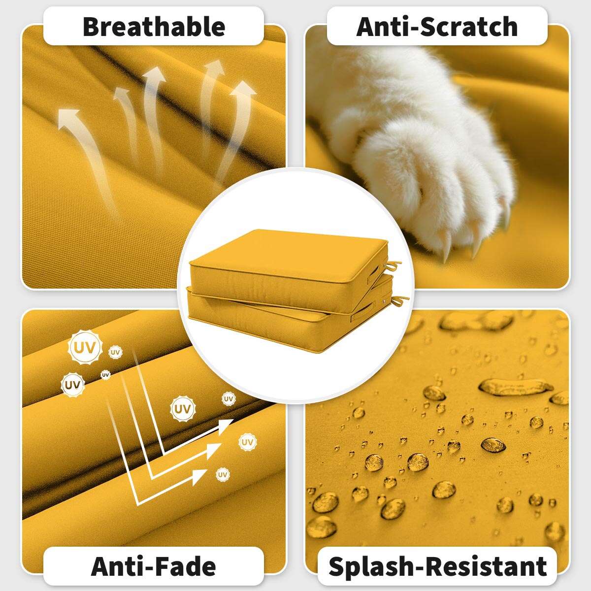 outdoor fabric features of yellow Seat Cushions Snubbull