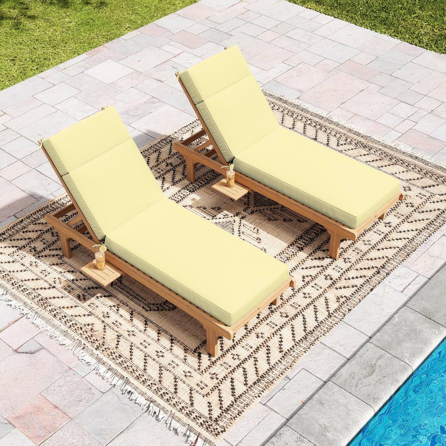 2PCS Outdoor Chaise Lounge Cushions