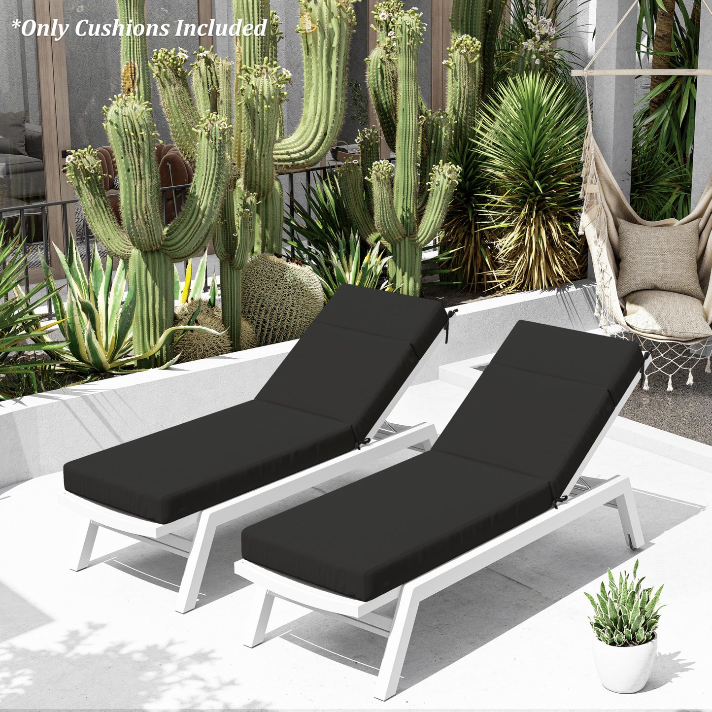 2PCS Outdoor Chaise Lounge Cushions