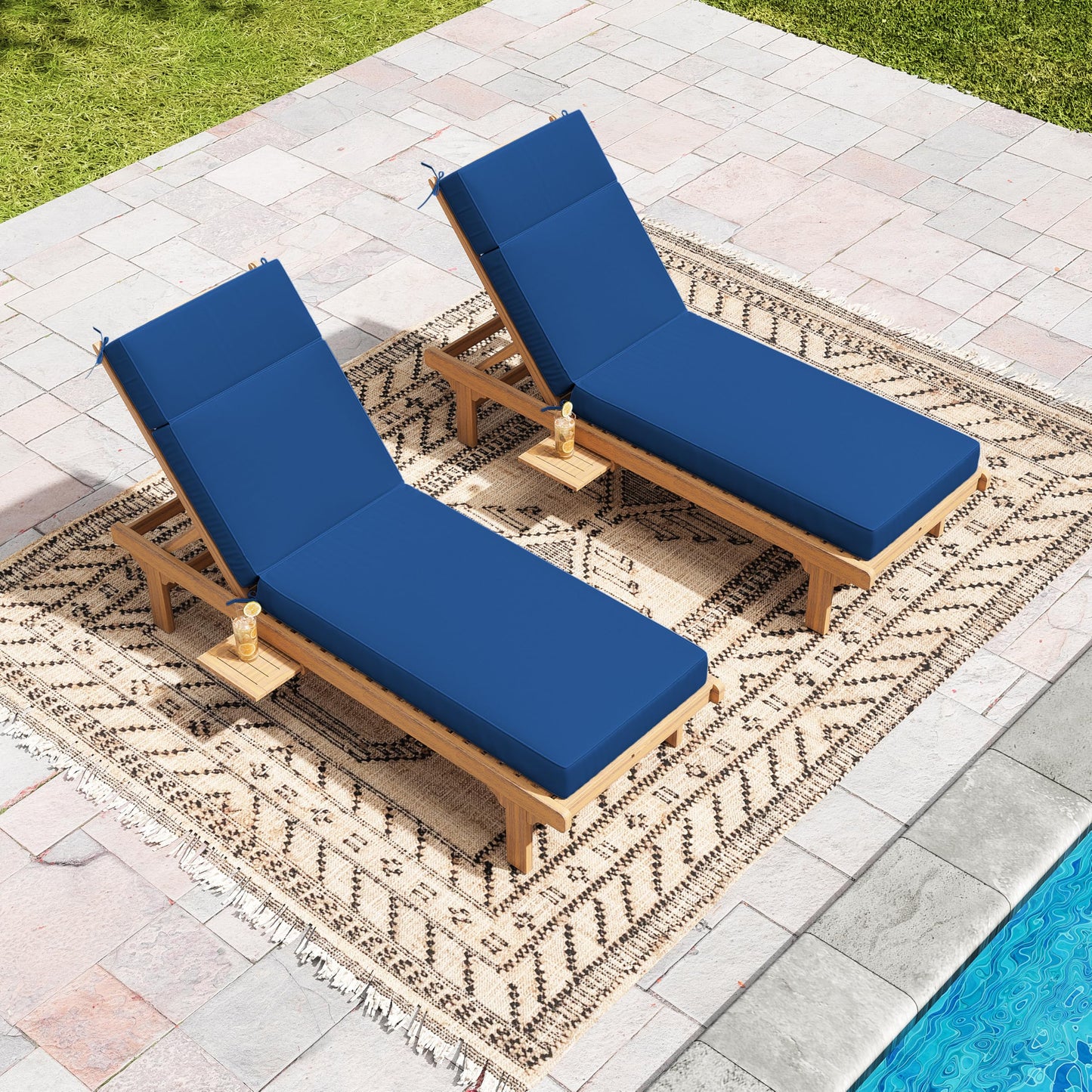 2PCS Outdoor Chaise Lounge Cushions