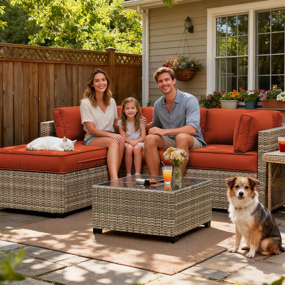 Patio Sofa Cushion Set (4-Seater, 9 Pieces)