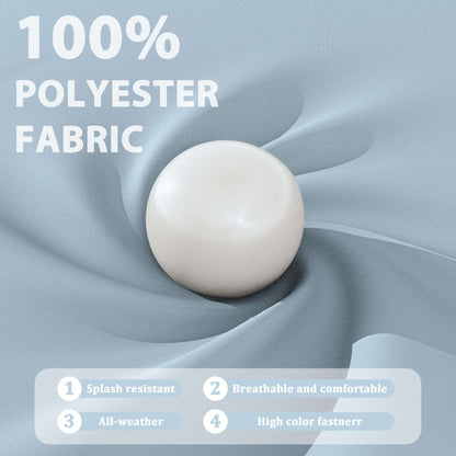 Light blue 100% polyester fabric with water-resistant, breathable, all-weather, and high color fastness features