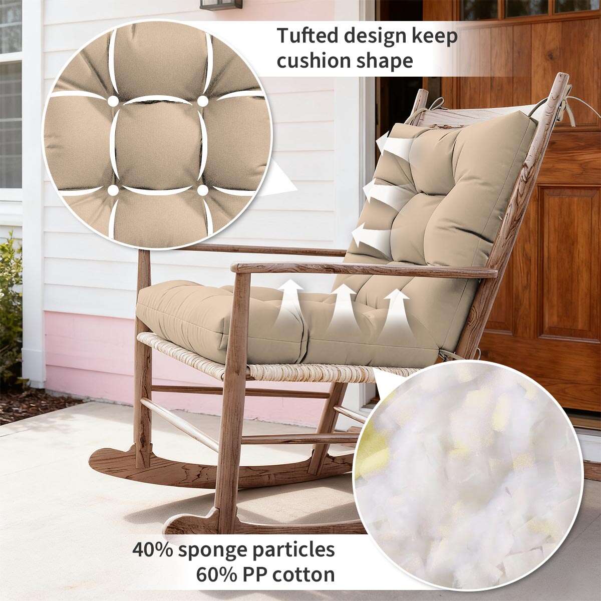 4PCS High Back Rocking Chair Cushions Snubbull