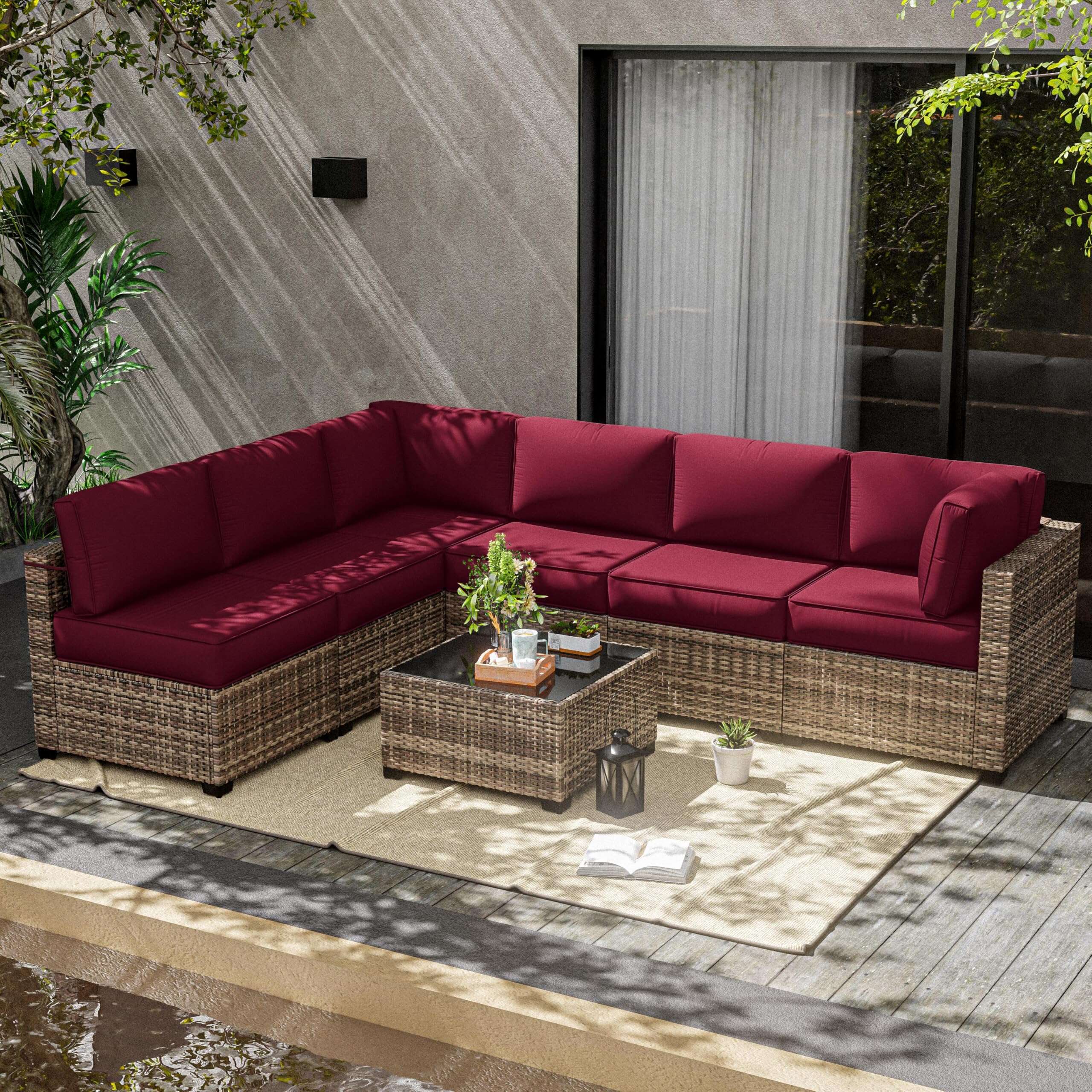 5" Patio Sectional Cushion Set (6-Seater, 14 Pieces) Snubbull