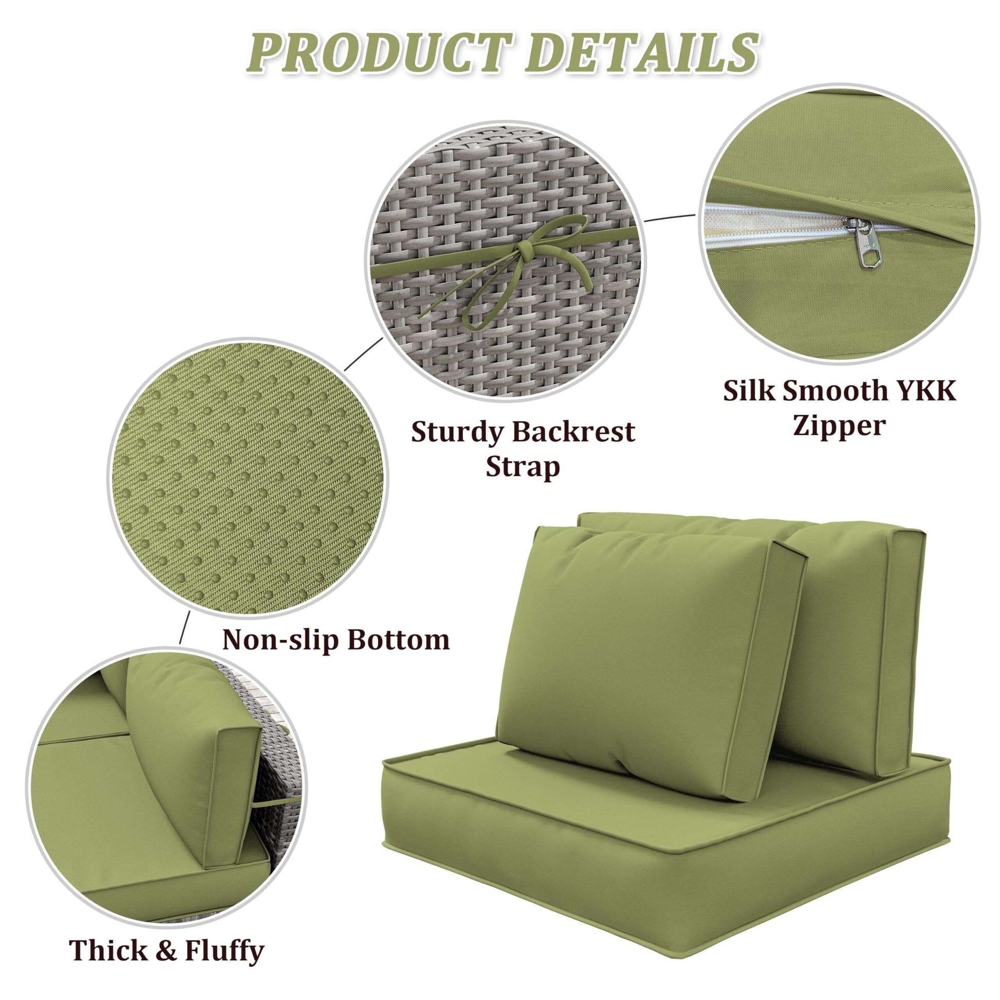 5" Patio Sectional Cushion Set (6-Seater, 14 Pieces) Snubbull