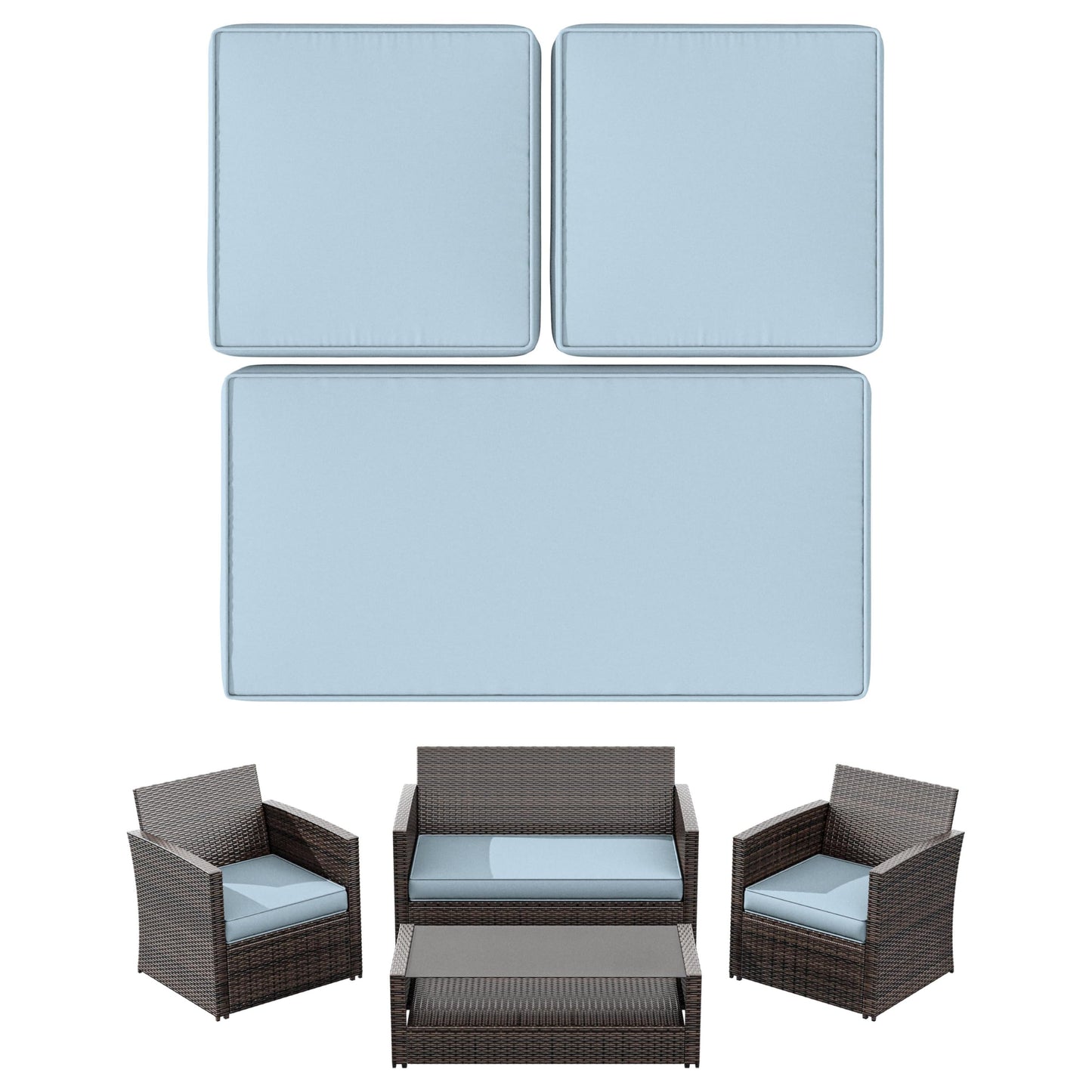 3PCS Seat Pad Covers Replacement, Patio Chair Cushion Covers