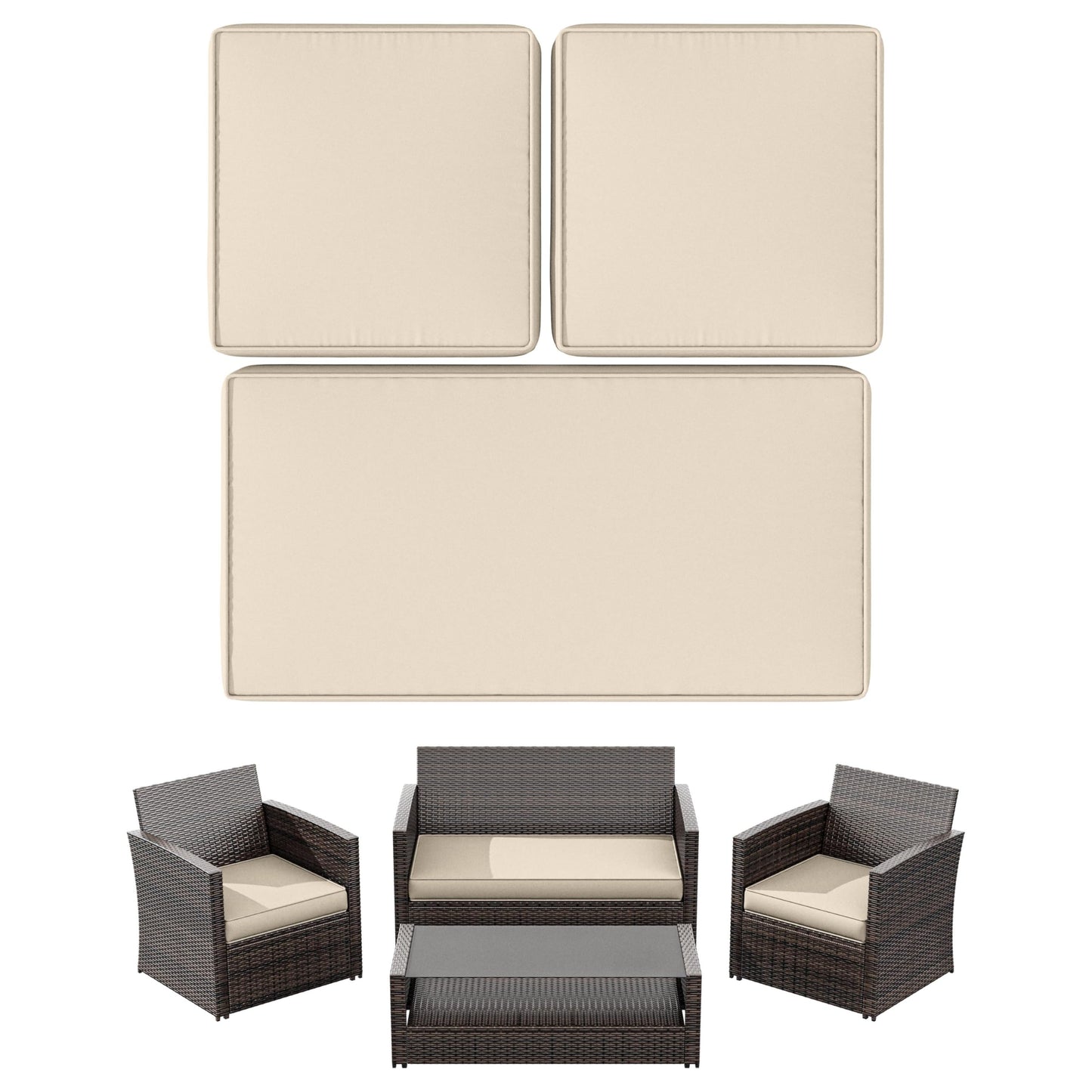 3PCS Seat Pad Covers Replacement, Patio Chair Cushion Covers