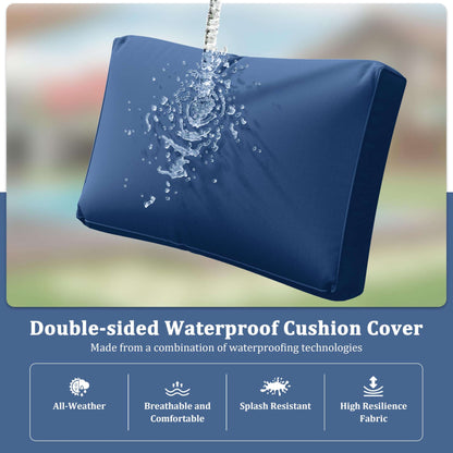 Blue double-sided waterproof cushion cover with water splash, breathable and splash resistant fabric