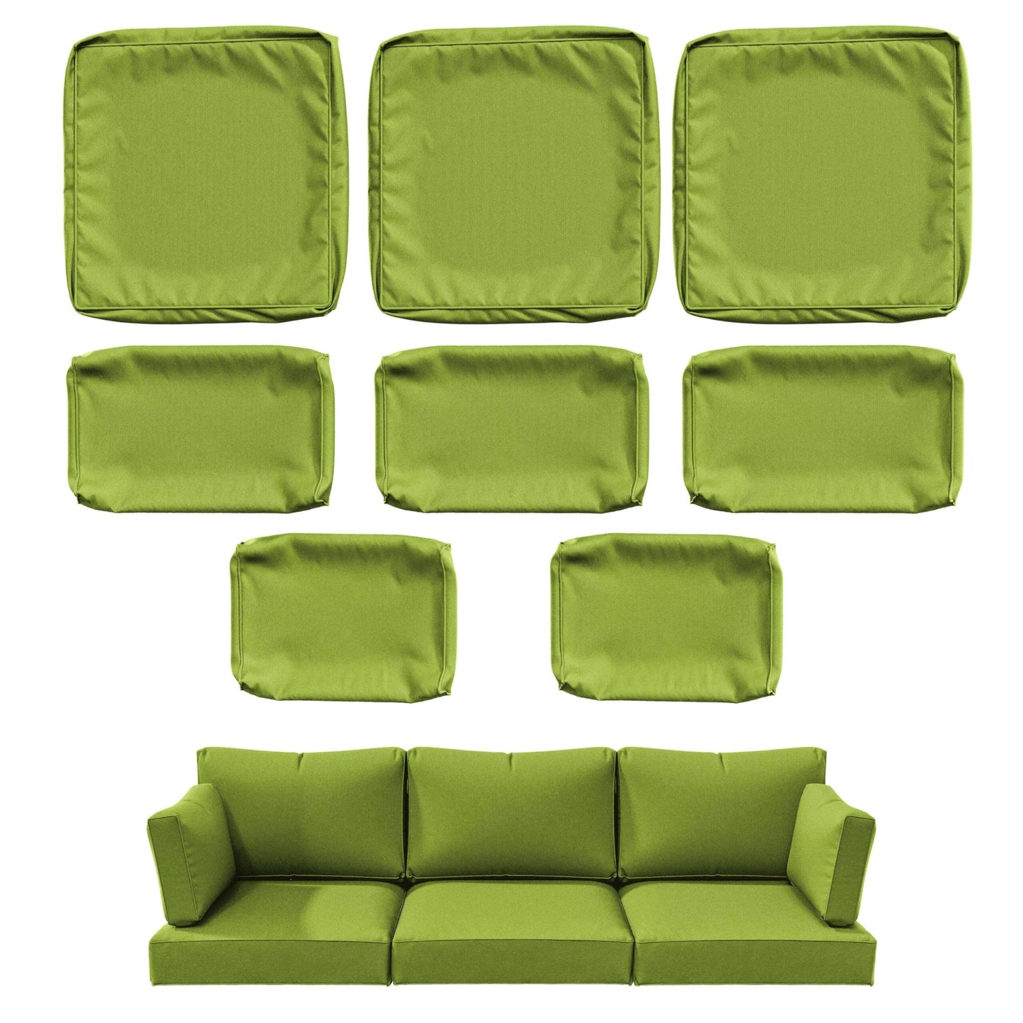 Green sofa cushion covers including seat, back and armrest cushions set