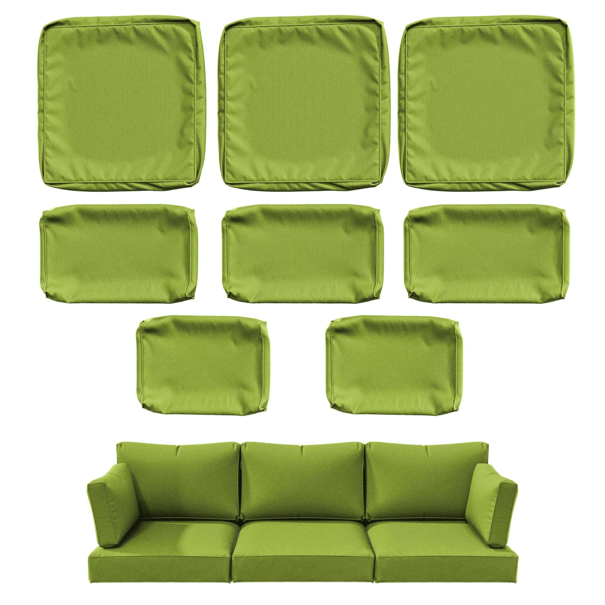 Green sofa cushion covers including seat, back and armrest cushions set