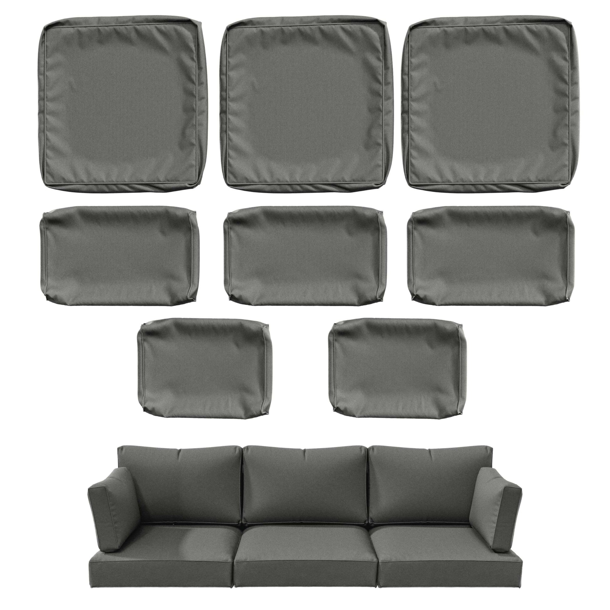 8-piece dark gray sofa cushion slipcover set including seat, back, and armrest covers
