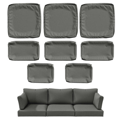 8-piece dark gray sofa cushion slipcover set including seat, back, and armrest covers