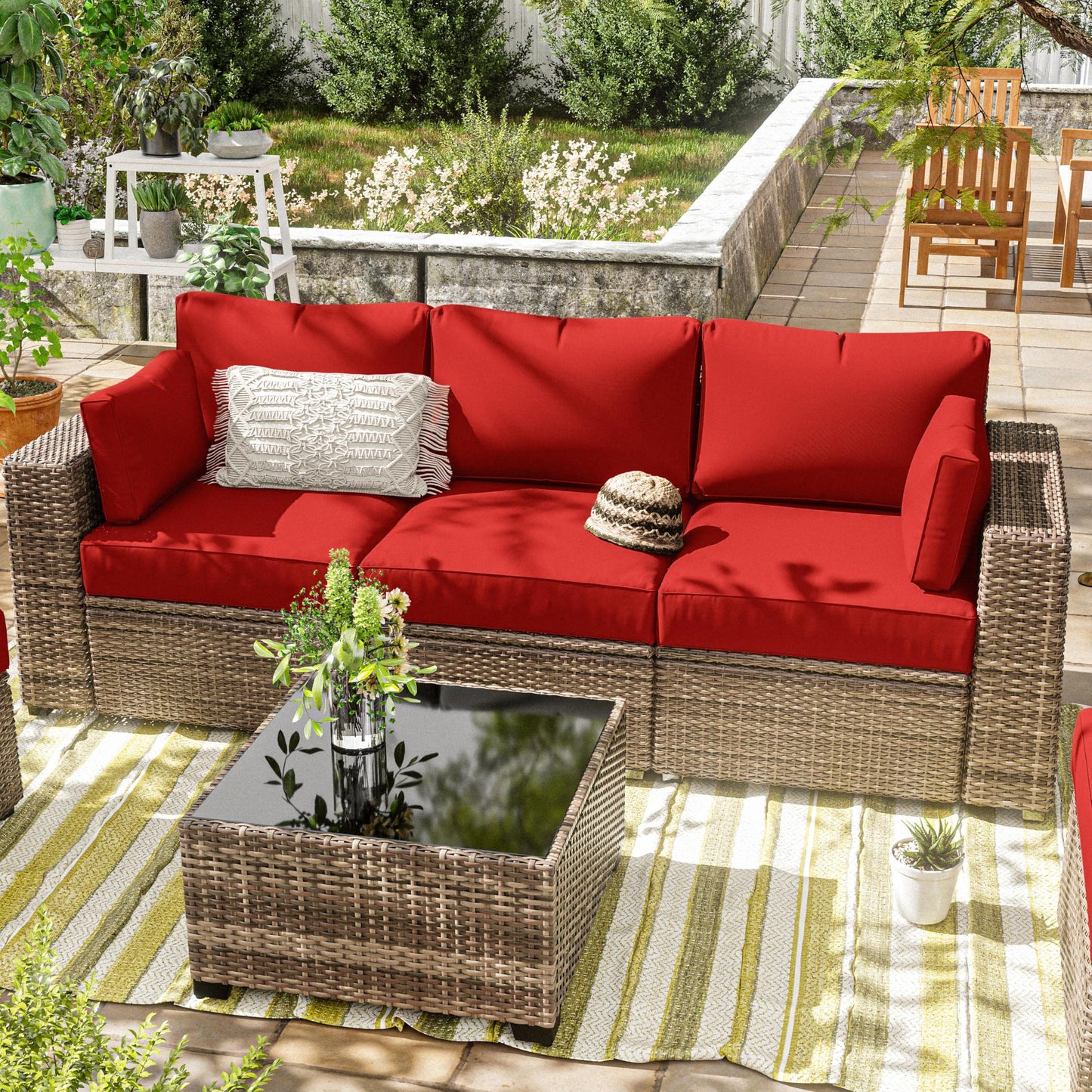 Outdoor Cushion Cover Replacement for 3-Seat Sofa