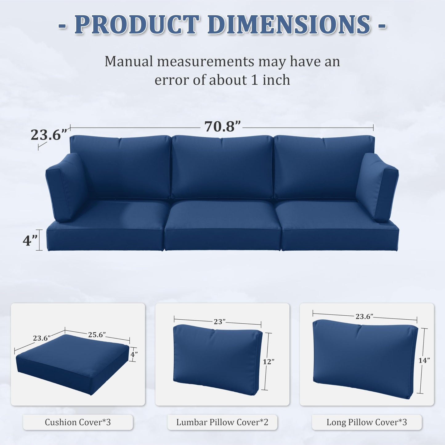 Outdoor Cushion Cover Replacement for 3-Seat Sofa