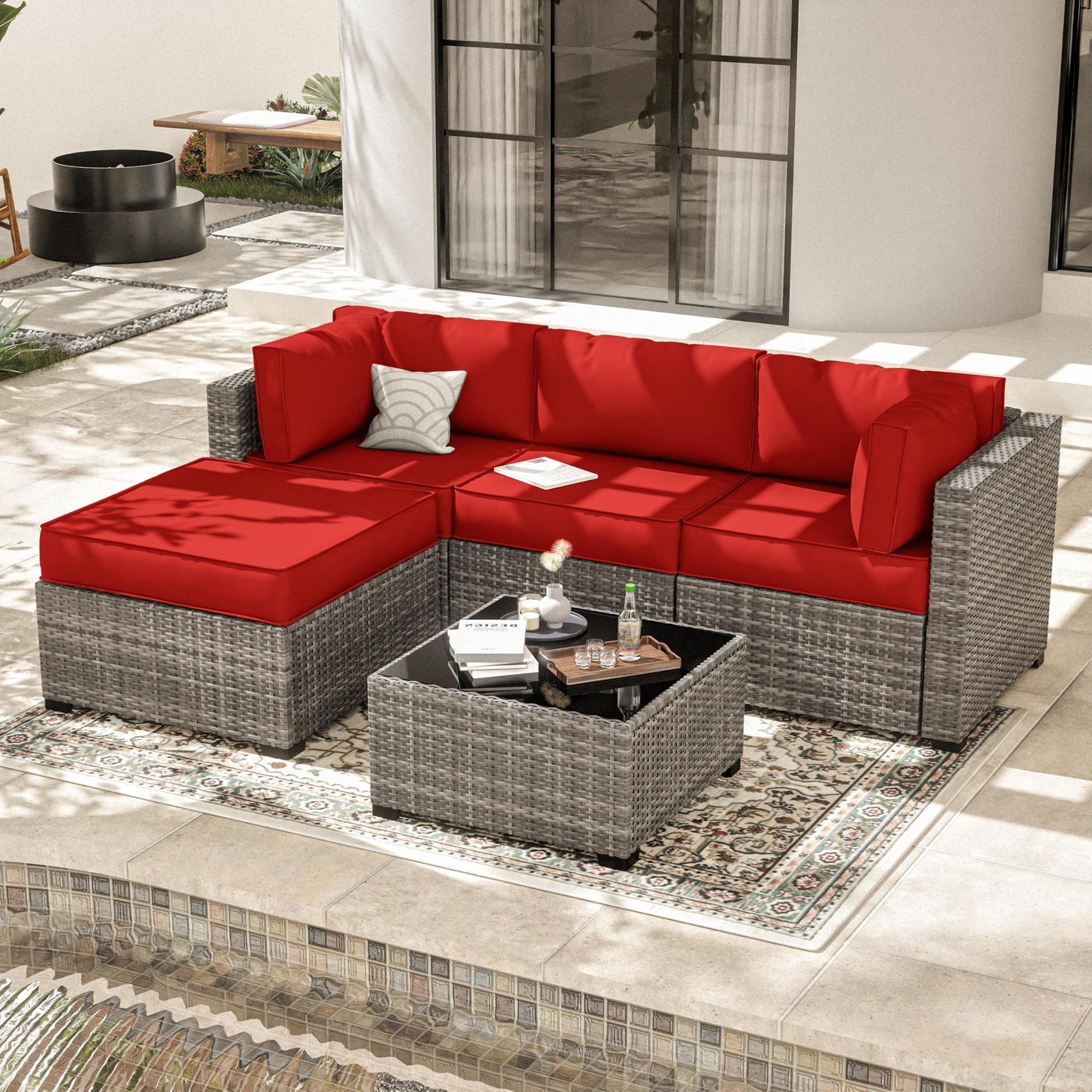 Patio Sofa Cushion Set (4-Seater, 9 Pieces)