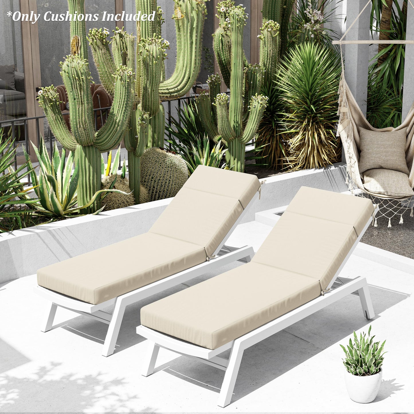 2PCS Outdoor Chaise Lounge Cushions