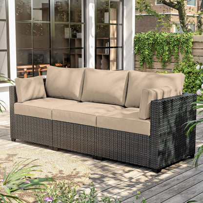 Patio Sofa Cushion Set (3-Seater, 8 Pieces)