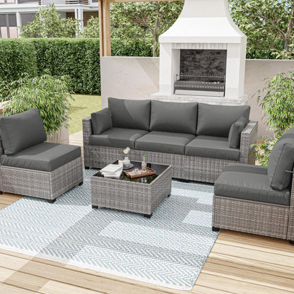 Patio Sofa Cushion Set (3-Seater, 8 Pieces)