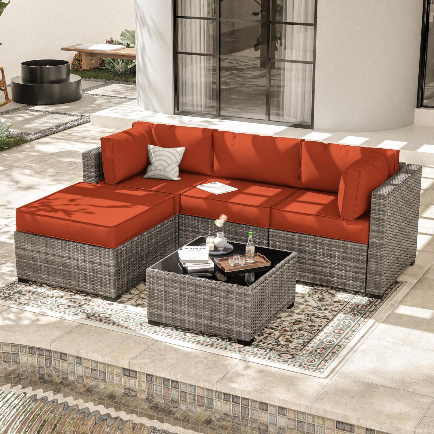Patio Sofa Cushion Set (4-Seater, 9 Pieces)