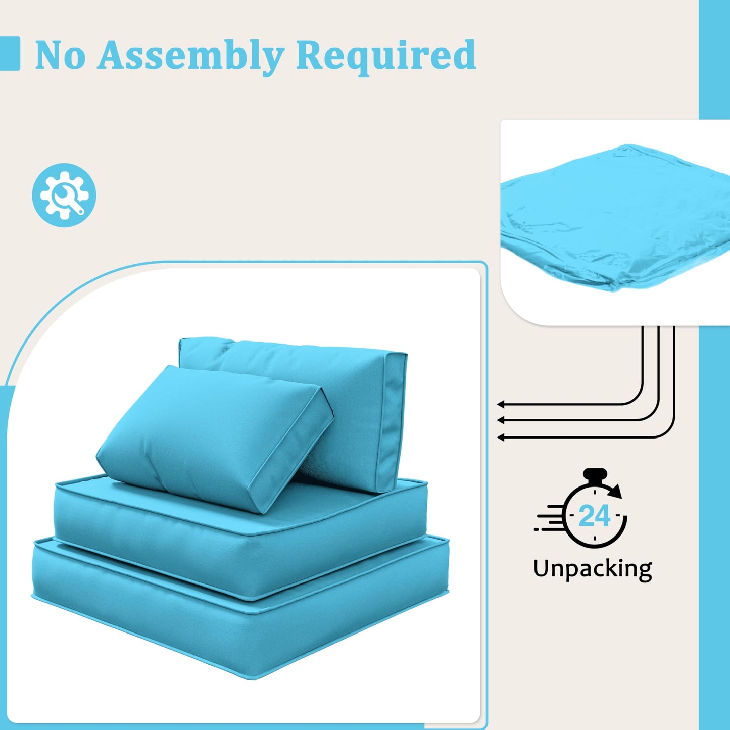 Patio Sofa Cushion Set (4-Seater, 9 Pieces)