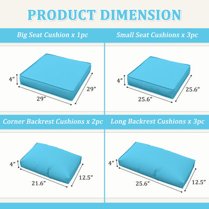 Patio Sofa Cushion Set (4-Seater, 9 Pieces)