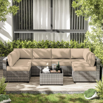 Outdoor Cushion Cover Replacement for 6-Seat Sofa