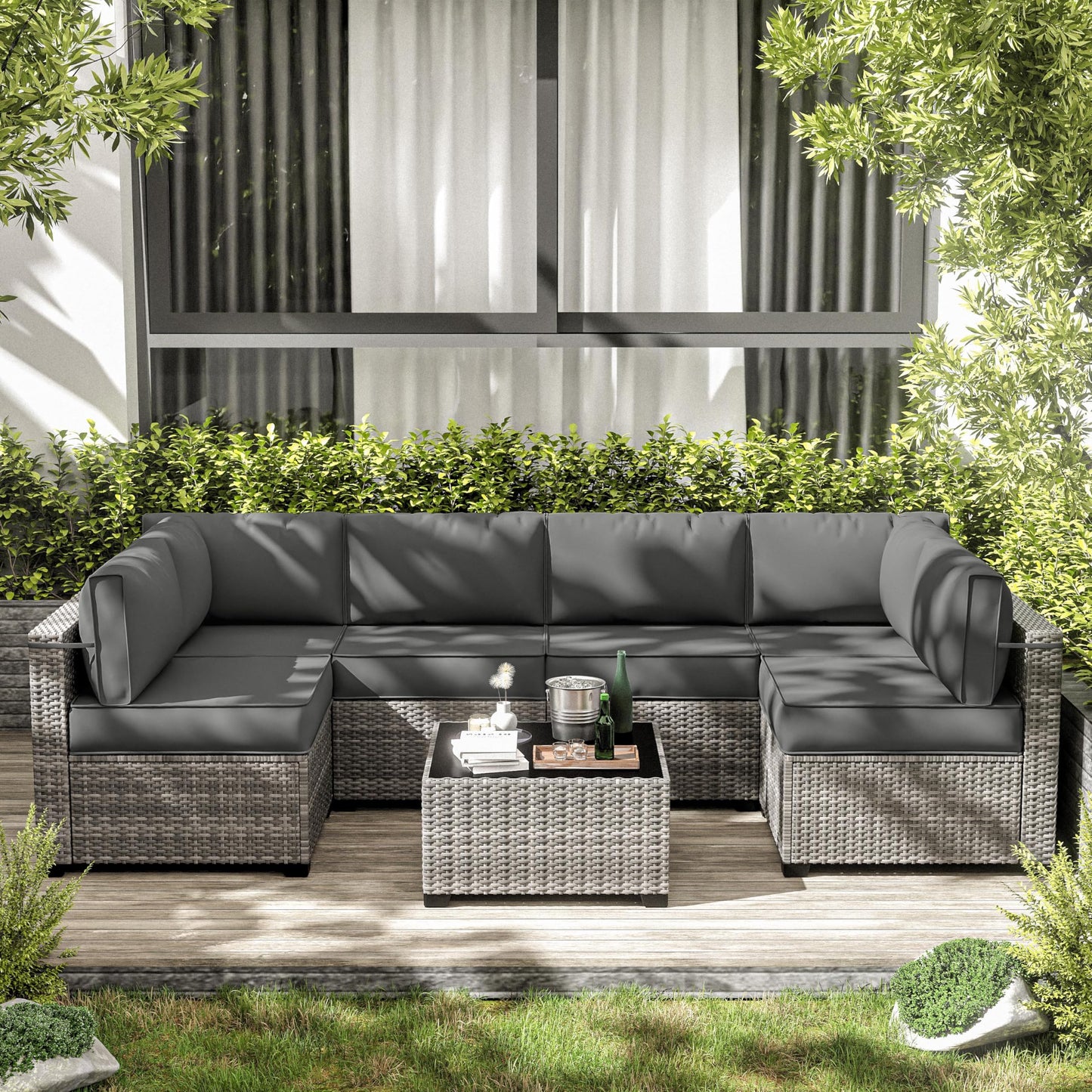 Outdoor Cushion Cover Replacement for 6-Seat Sofa
