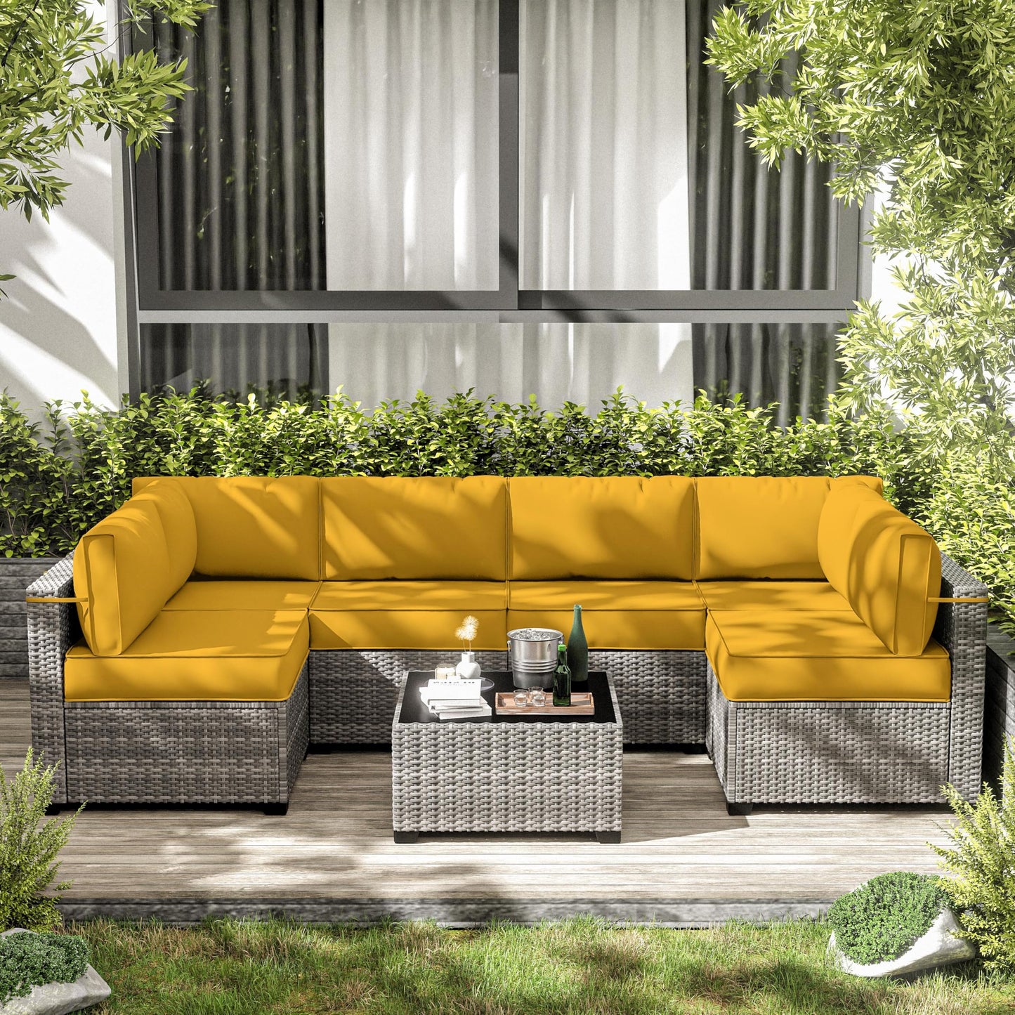 Outdoor Cushion Cover Replacement for 6-Seat Sofa