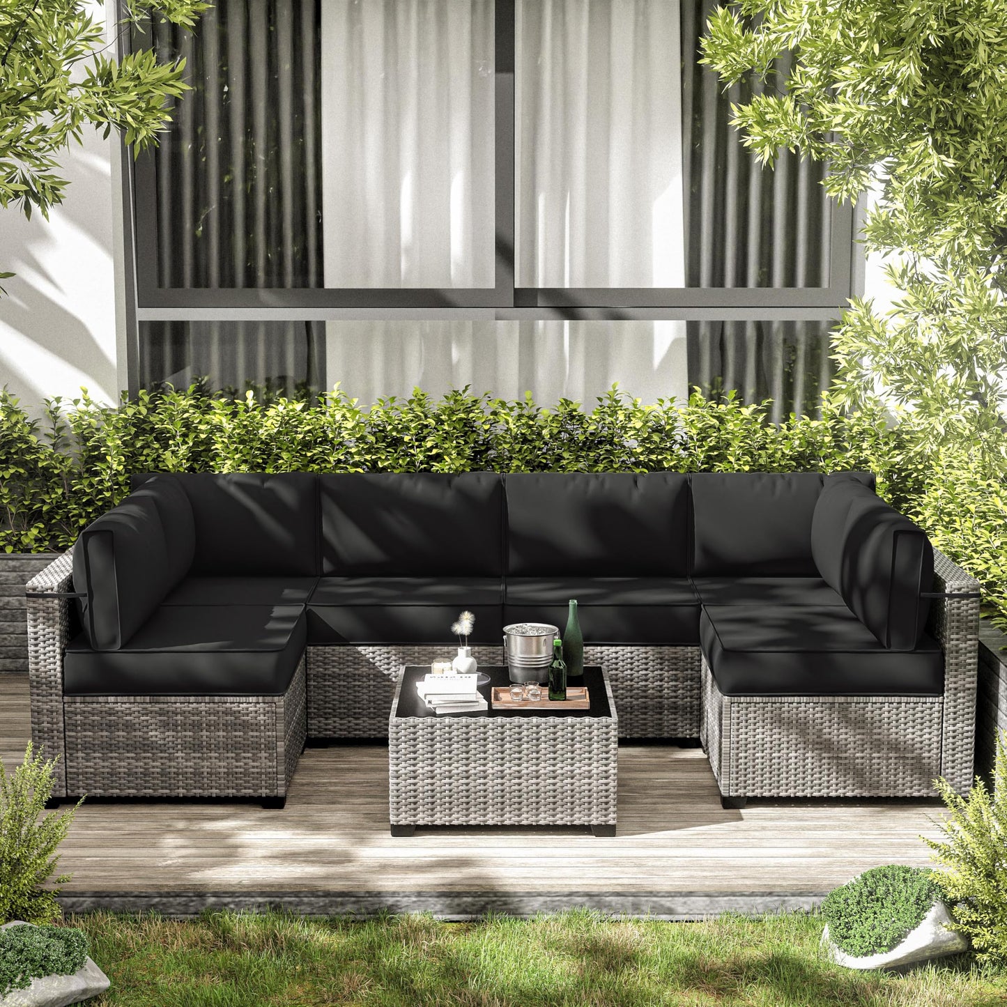 Outdoor Cushion Cover Replacement for 6-Seat Sofa