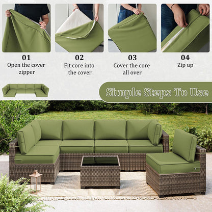 Outdoor Cushion Cover Replacement for 6-Seat Sofa