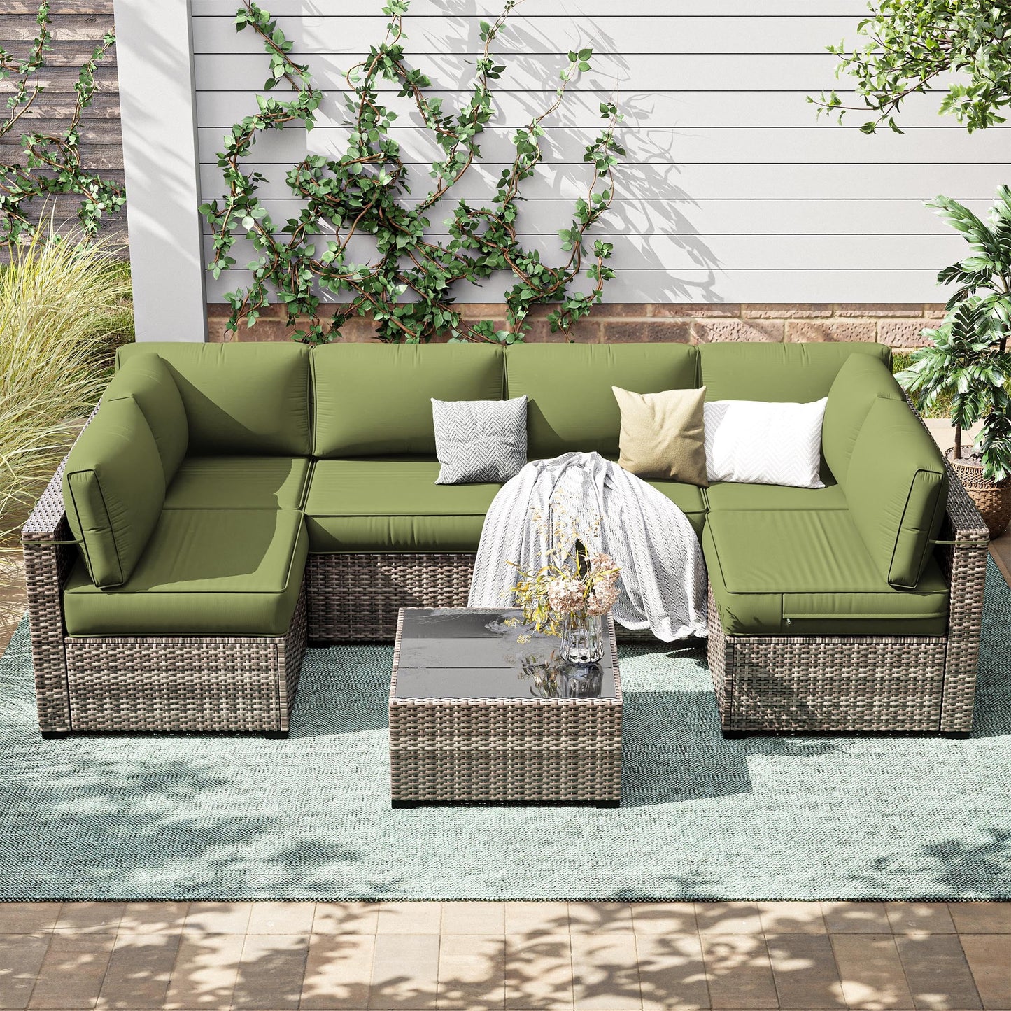 Outdoor Cushion Cover Replacement for 6-Seat Sofa