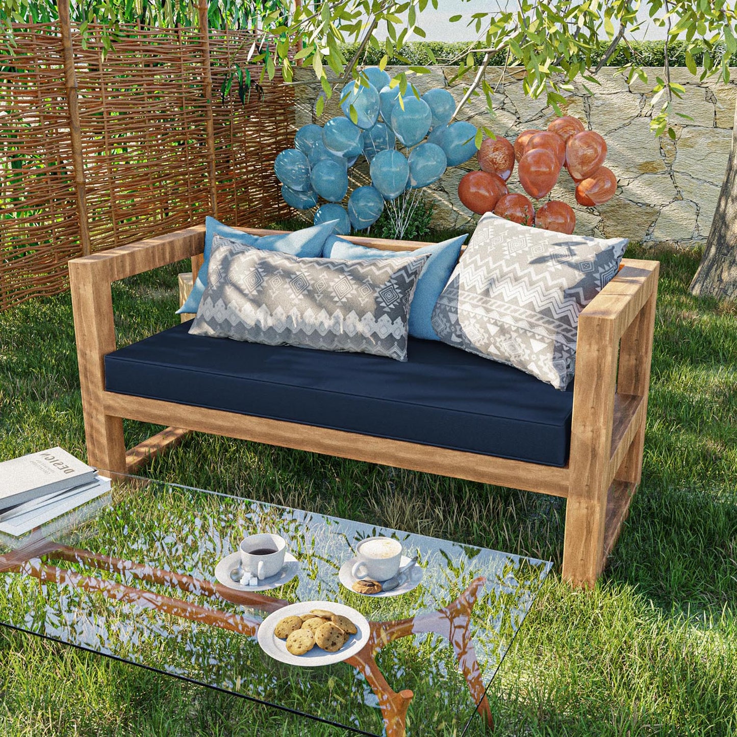Outdoor Bench Cushion for Backyard Garden