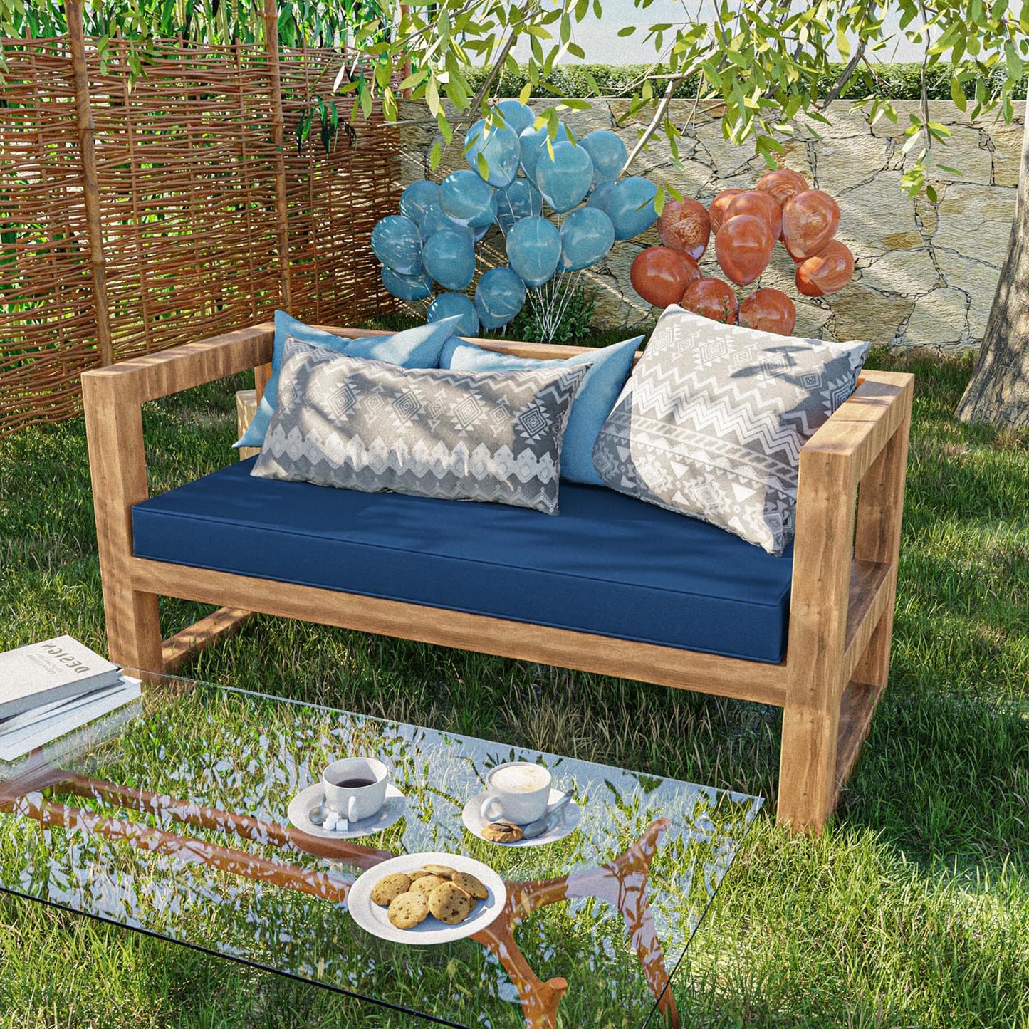 Outdoor Bench Cushion for Backyard Garden