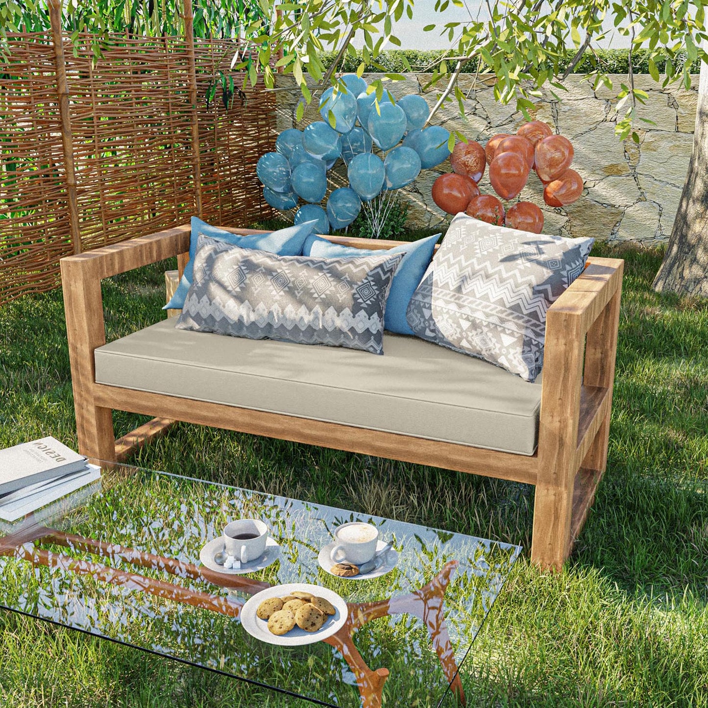 Outdoor Bench Cushion for Backyard Garden